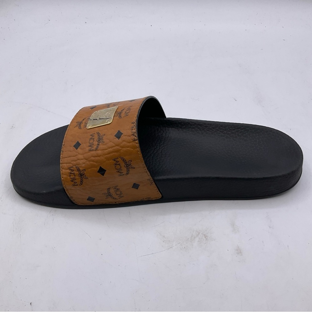 Mcm Munchen M1976 Slides Cognac And Black M9.5 W11.5 - Picture 7 of 15